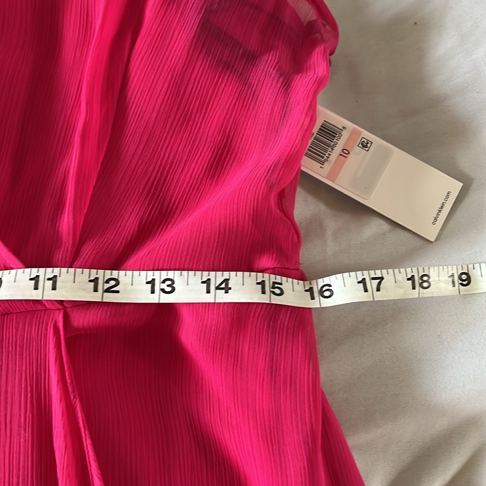 NWT Calvin Klein Cocktail Dress Size 10 Hibiscus High Low Chiffon - Picture 9 of 15